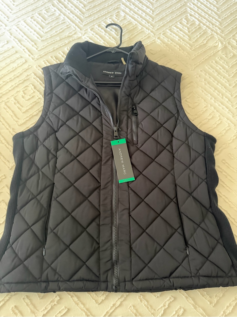 Andrew Marc Diamond-Quilt Black Puffer Vest